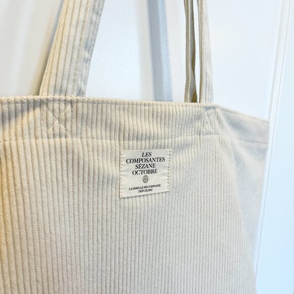 New Sezane Cream Corduroy Tote Bag - Picture 3 of 4